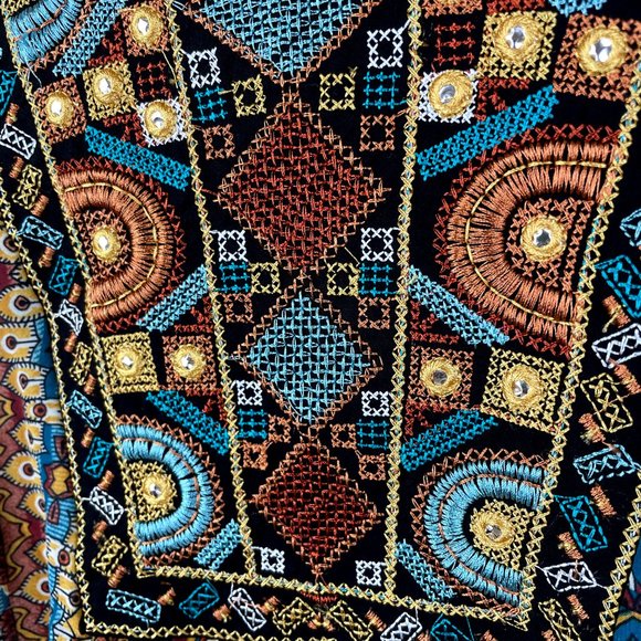 Melissa Paige Boho Southwestern Chiffon Blouse S - Picture 3 of 11